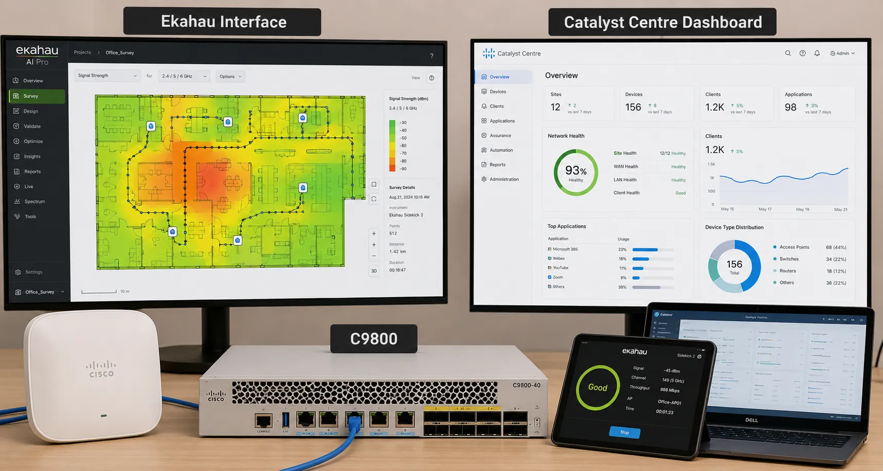 AIMNXT enterprise wireless lab C9800 WLC Ekahau Catalyst Centre ISE Hyderabad